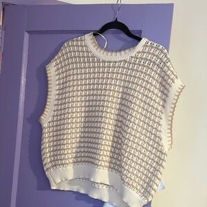 BRAND NEW Altar'd State Cream and Tan Knit Top
